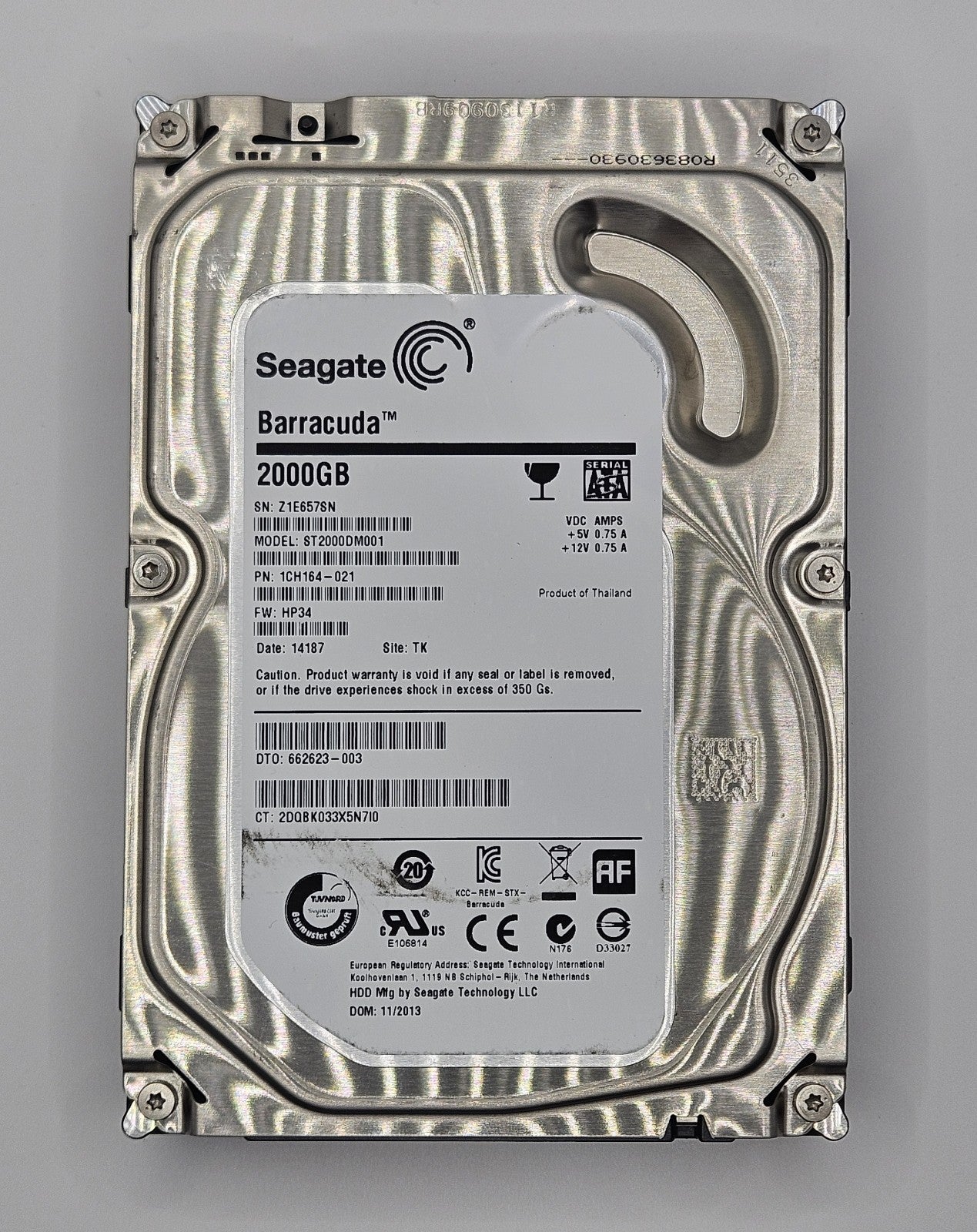 Seagate Barracuda 2TB 7.2K RPM SATA 6Gbps 64MB Cache 3.5" Hard Drive ST2000DM0011