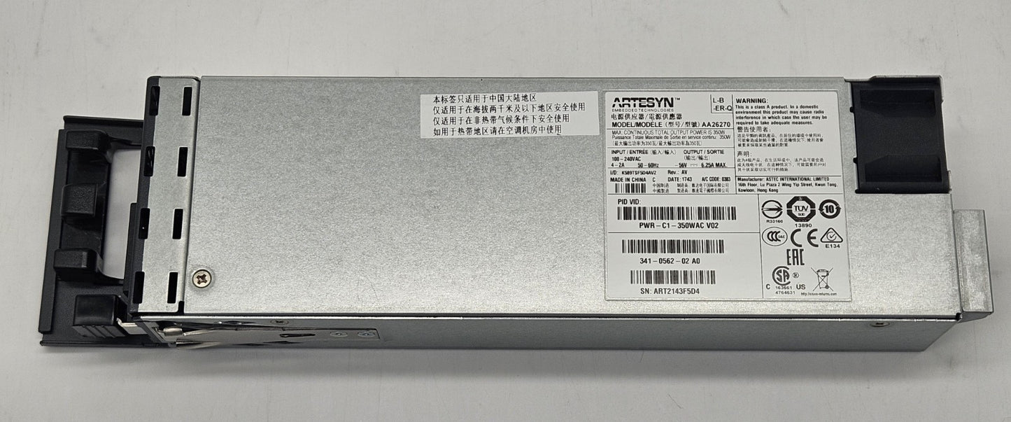 LOT OF 2 Cisco 350W Power Supply for 3850 Series Switch PWR-C1-350WAC1