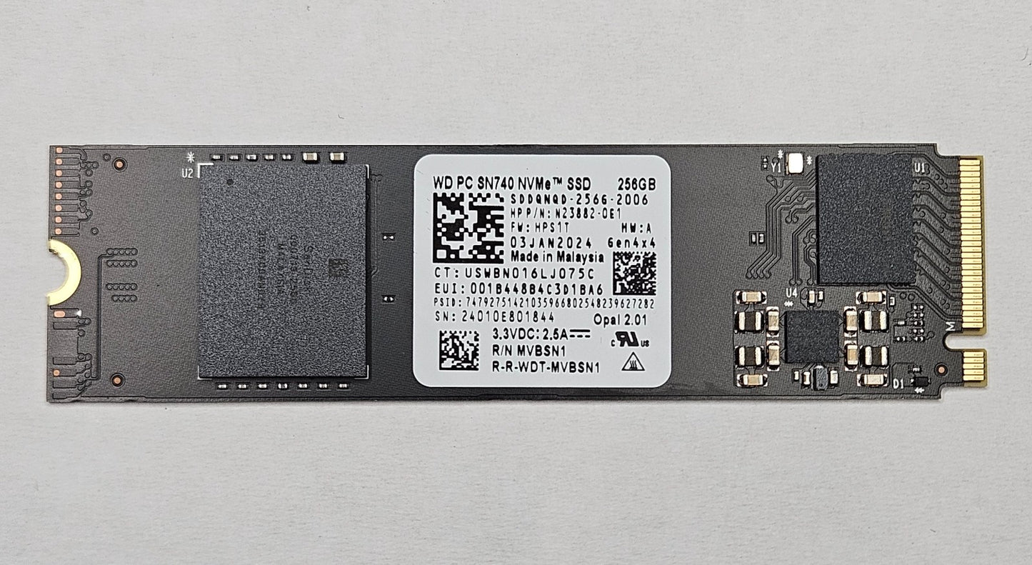 Western Digital SN740 256GB PCI Express 4.0 x4 NVMe M.2 2280 SSD SDDQNQD-256G0