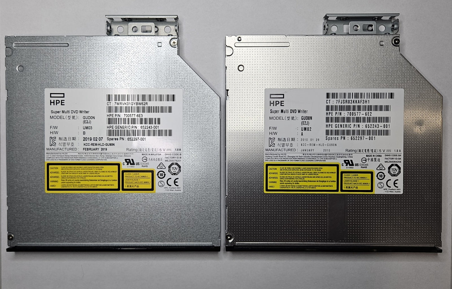 LOT OF 2 HP SATA DVD-RW 9.5mm Optical Drive 8X DVD-ROM 24X CD-ROM 652297-0010