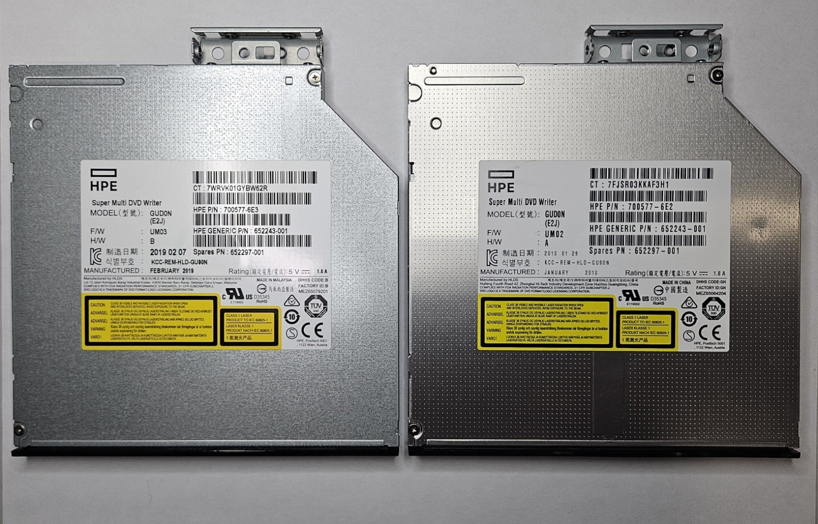 LOT OF 2 HP SATA DVD-RW 9.5mm Optical Drive 8X DVD-ROM 24X CD-ROM 652297-0010