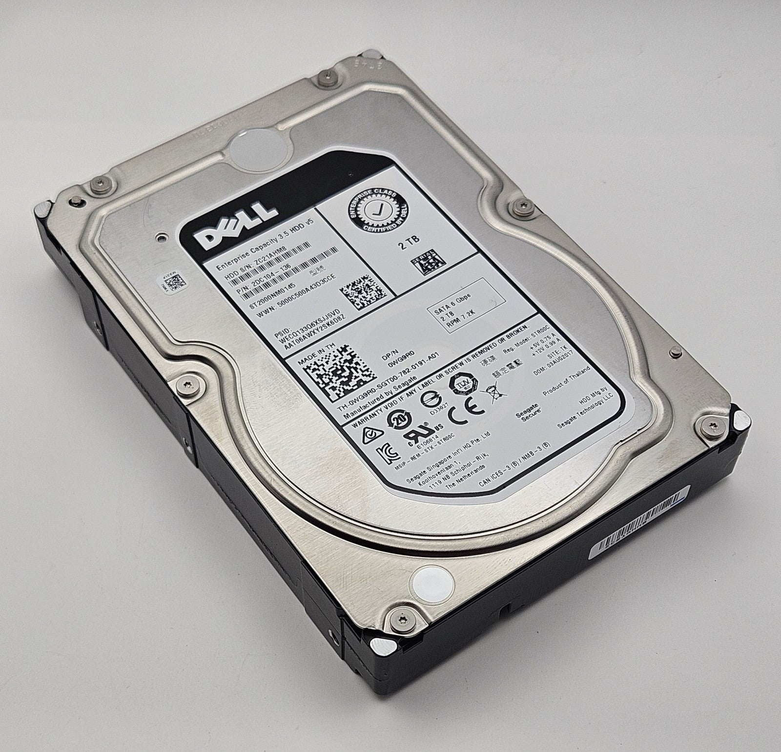 Dell Seagate 2TB 7200RPM SATA 6Gbps 128MB 3.5" Hard Drive WG9R0 ST2000NM01450