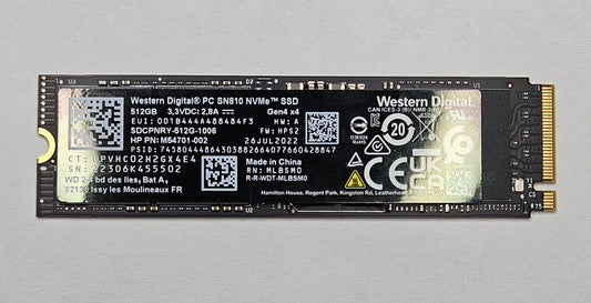 Western Digital SN810 512GB PCI Express 4.0 x4 NVMe M.2 2280 SSD SDCPNRY-512G0