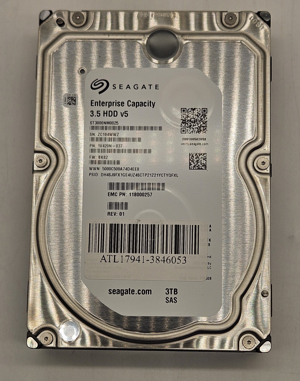 Seagate 3TB 7200RPM SAS 12Gbps 128MB Cache (512n) 3.5" Hard Drive ST3000NM00251