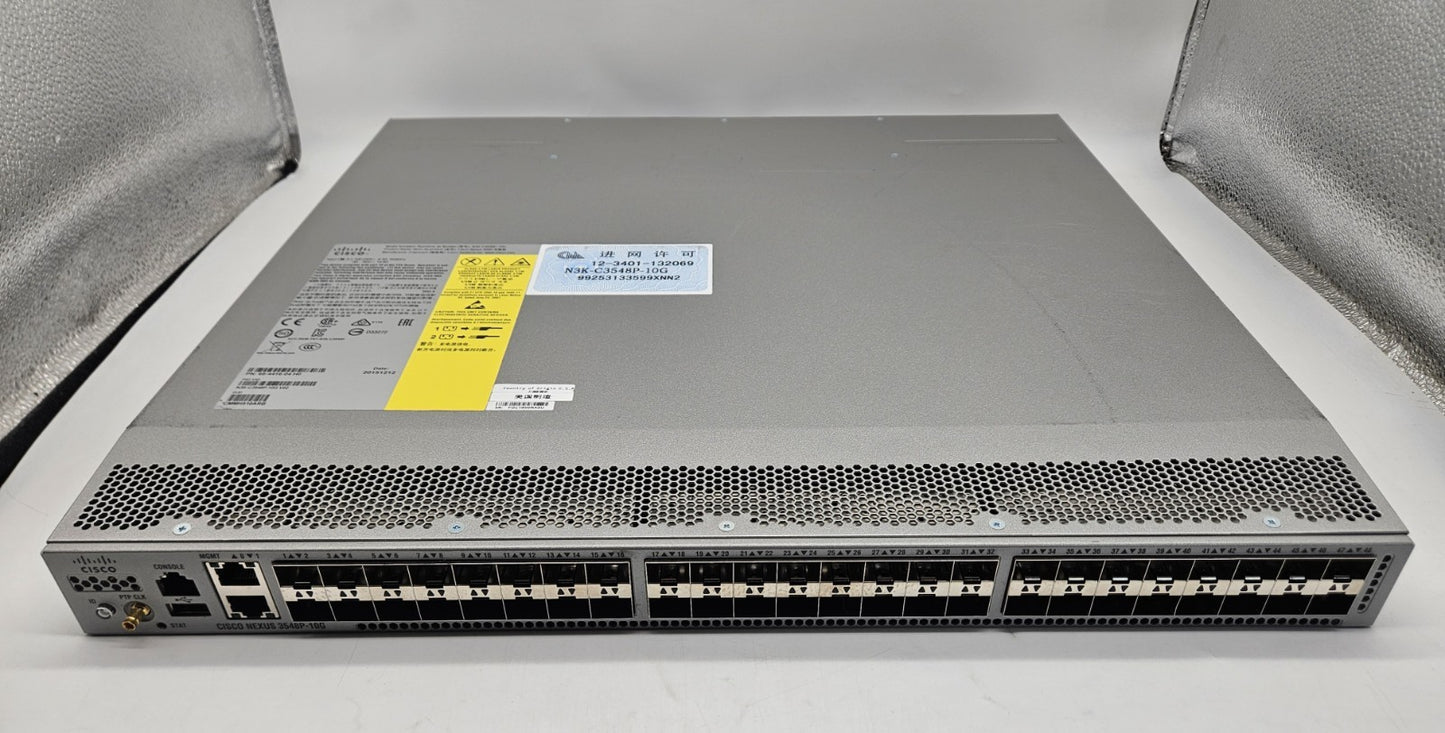 Cisco Nexus 3548P 48-Port 10Gb SFP+ Network Switch w/2x PSU & Lic N3K-C3548P-10G0