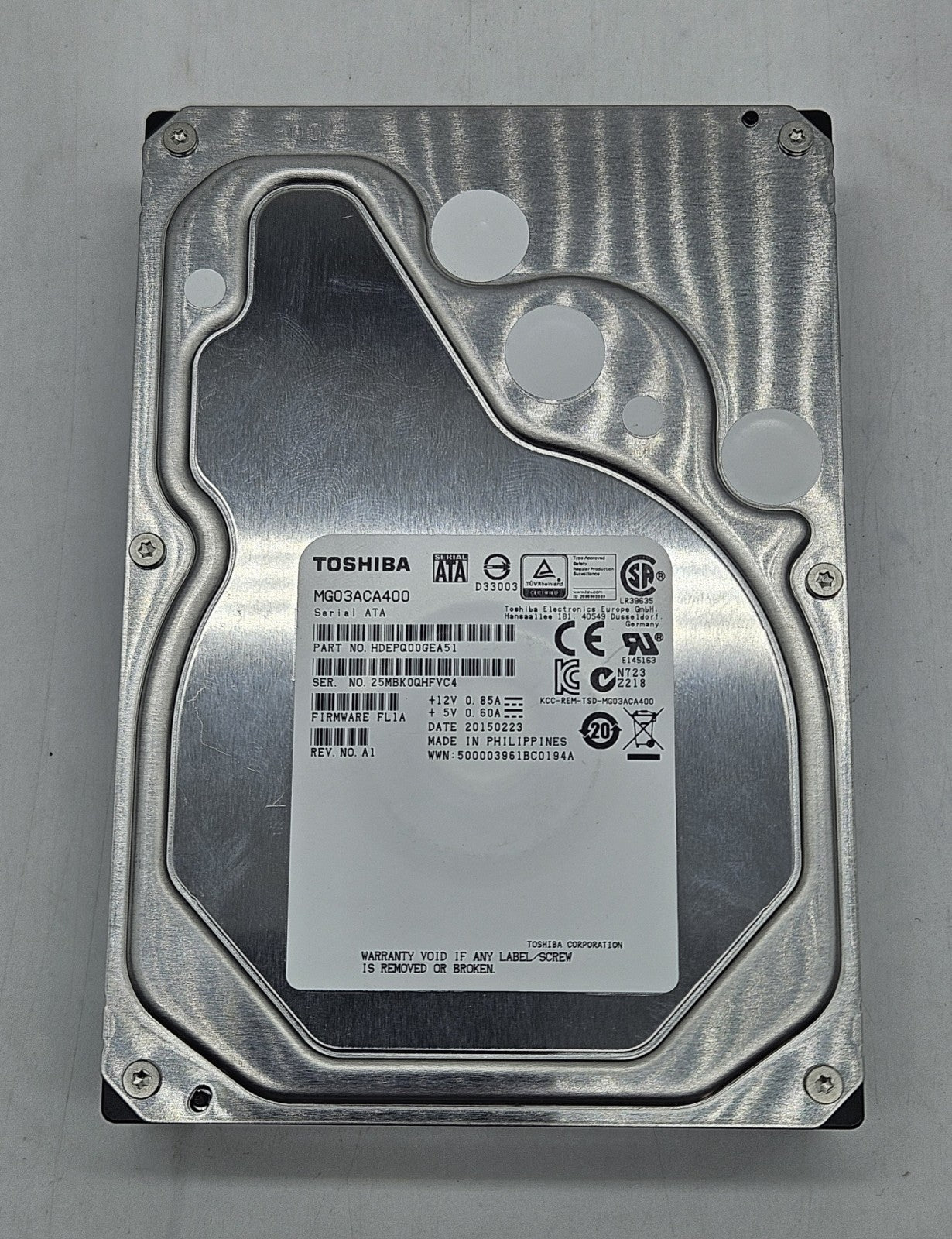 Toshiba 4TB 7200RPM SATA 6Gbps 64MB Cache (512n) 3.5" Hard Drive MG03ACA4001