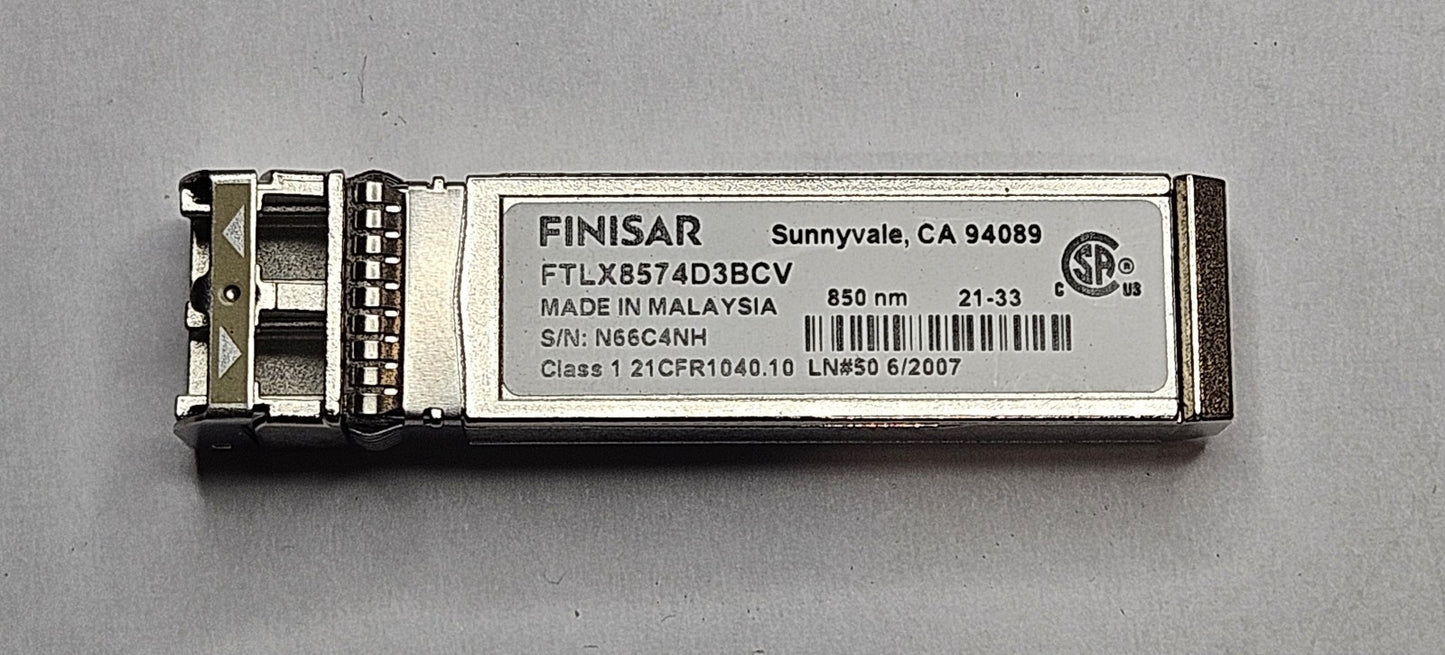 LOT OF 4 Finisar 10GB-SR MMF 300m 850nm Duplex LC SFP+ Transceiver FTLX8574D3BCV1