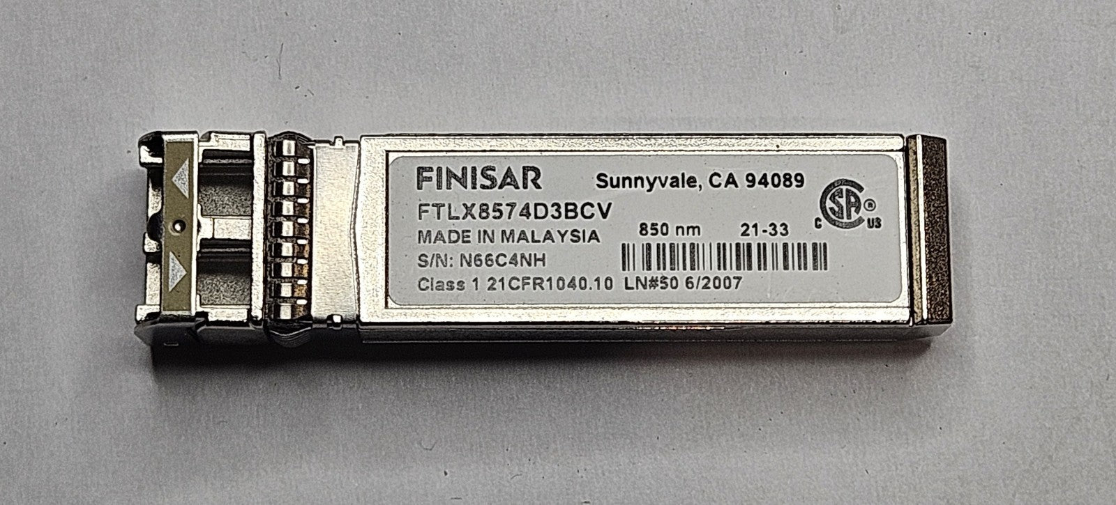 LOT OF 4 Finisar 10GB-SR MMF 300m 850nm Duplex LC SFP+ Transceiver FTLX8574D3BCV1