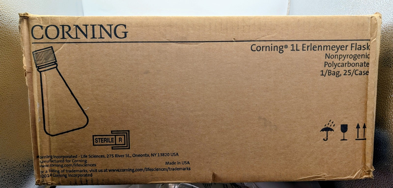 New Case of 12 Corning 431403 1L Polycarbonate Erlenmeyer Flasks with Vent Cap0