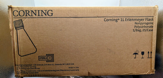 New Case of 12 Corning 431403 1L Polycarbonate Erlenmeyer Flasks with Vent Cap0