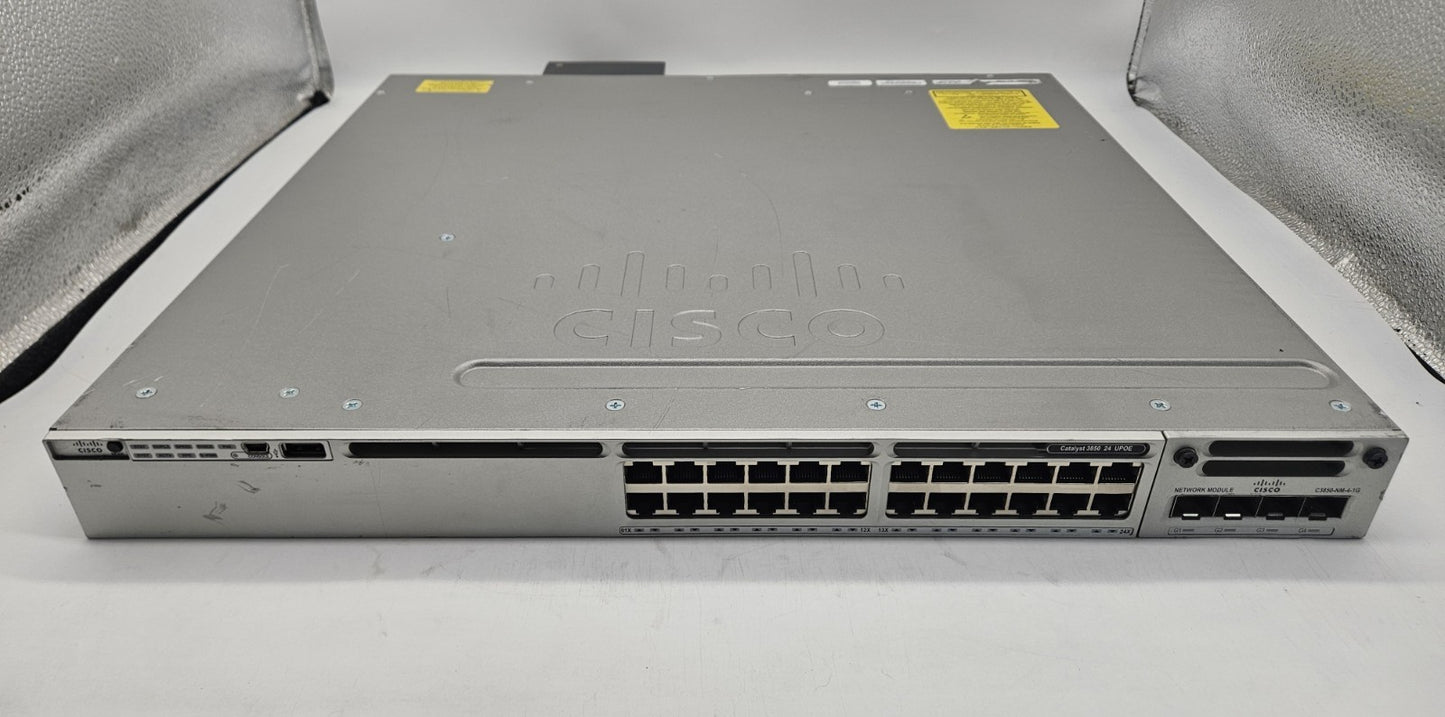 Cisco Catalyst C3850 24-Port PoE+ GbE Network Switch w/ NM-4-1G WS-C3850-24U-S0