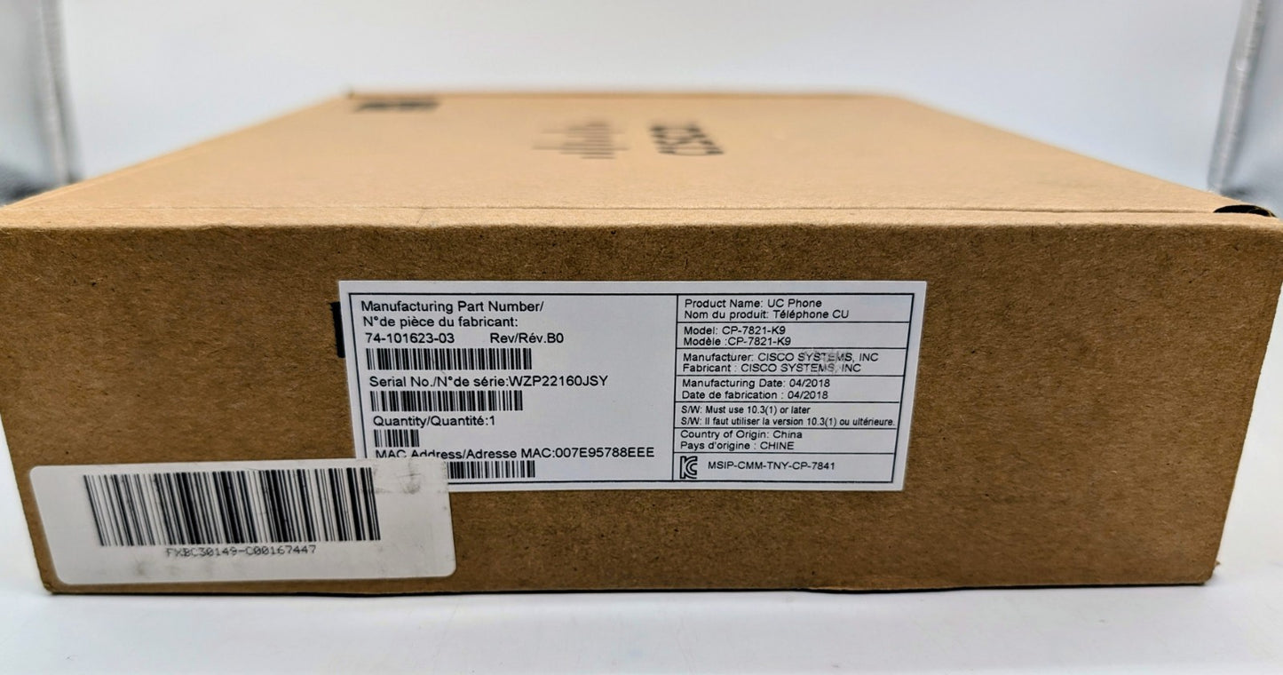 New Open Box Cisco IP Phone CP-7821-K9 Charcoal, Black1