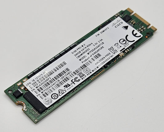 Micron 5100 Pro 240GB eTLC SATA 6Gbps (PLP) M.2 2280 SSD 100% MTFDDAV240TCB0
