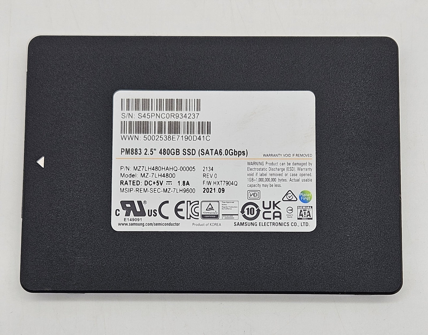 Samsung MZ-7LH4800 PM883 480GB TLC SATA 6G (AES-256/PLP) 2.5" SSD MZ7LH480HAHQ1