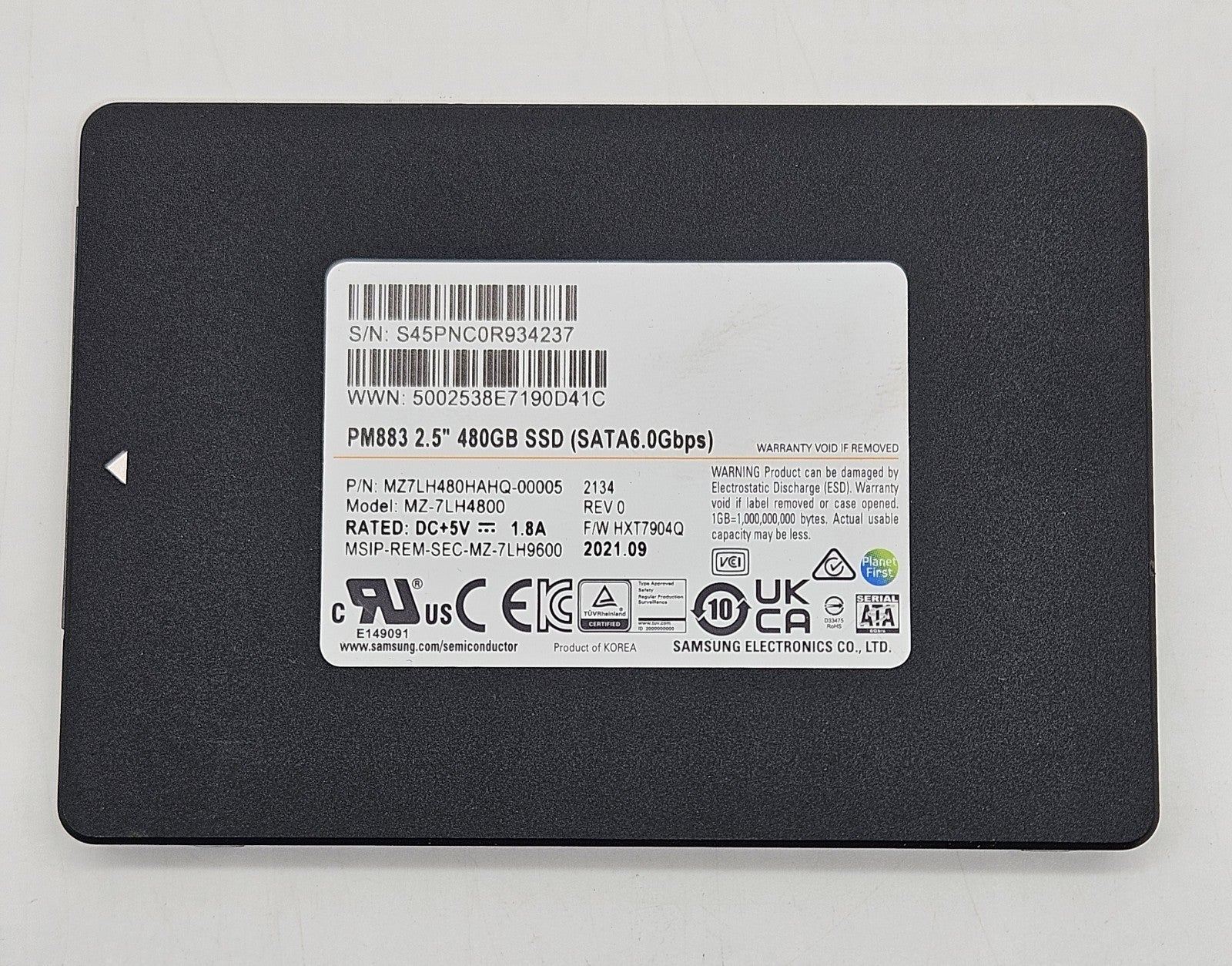 Samsung MZ-7LH4800 PM883 480GB TLC SATA 6G (AES-256/PLP) 2.5" SSD MZ7LH480HAHQ1