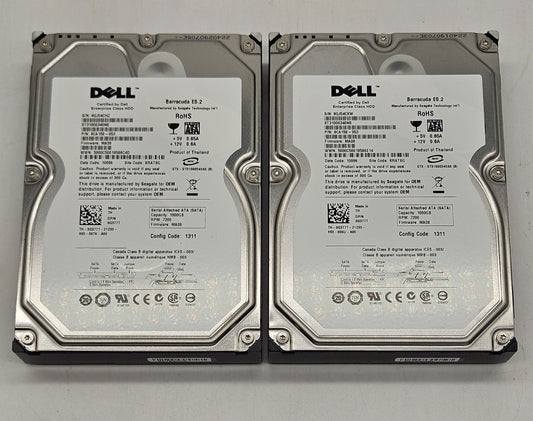 LOT OF 2 Seagate 1TB 7200RPM SATA 3Gbps 32MB Cache 3.5" Hard Drive ST31000340NS0