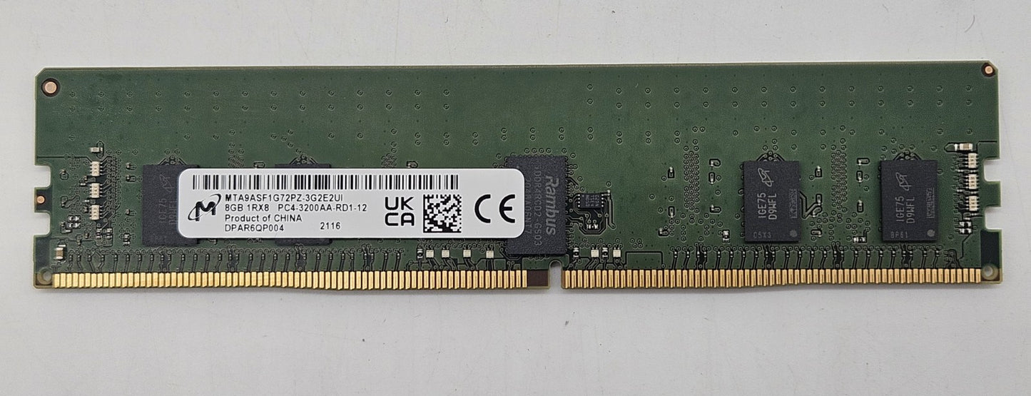 LOT OF 2 Micron 8GB PC4-25600 DDR4-3200 REG ECC Server RAM MTA9ASF1G72PZ-3G2E21