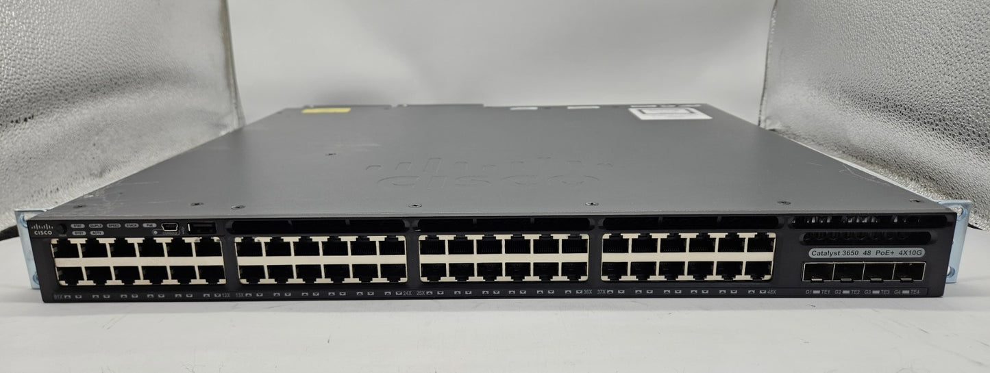Cisco Catalyst 3650 48-Port PoE+ GbE 4-Port 10Gb Netwrok Switch WS-C3650-48FQ-S1