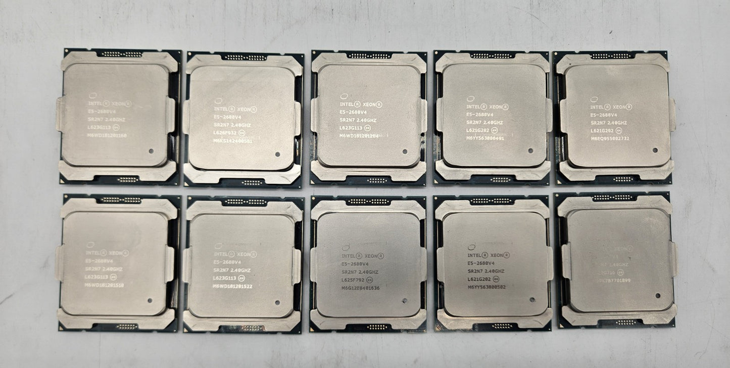 LOT OF 10 Intel Xeon E5-2680 v4 2.4GHz LGA2011-3 16-Core CPU Processor SR2N70