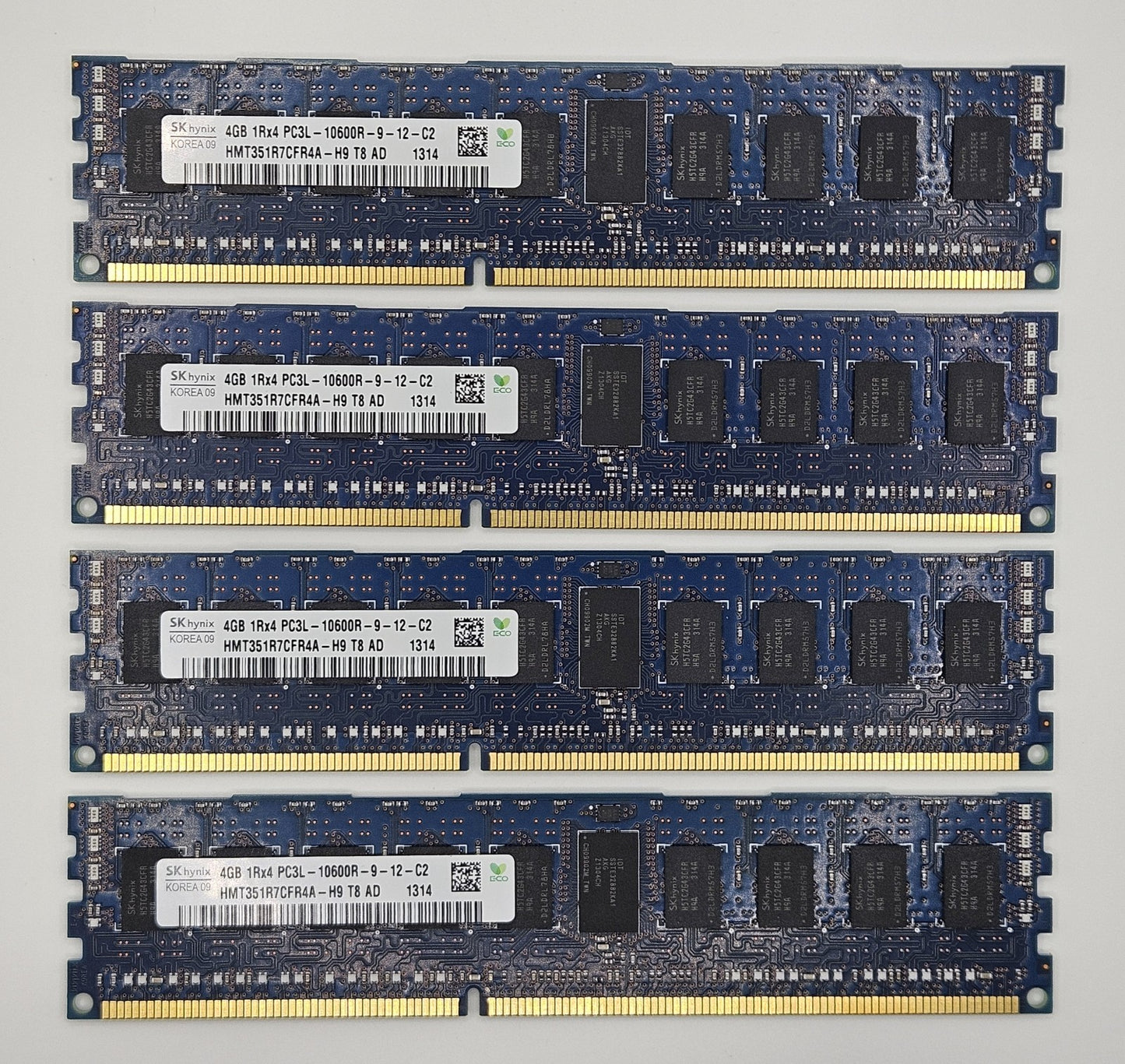 LOT OF 4 Hynix 4GB PC3-10600 DDR3-1333MHz ECC REG Server RAM HMT351R7CFR4A-H90