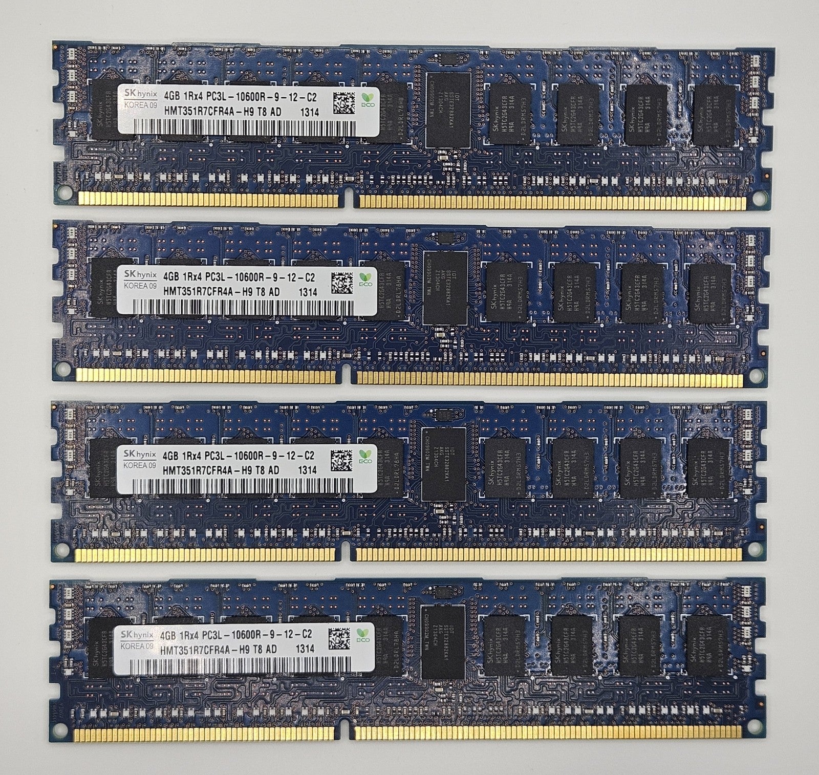 LOT OF 4 Hynix 4GB PC3-10600 DDR3-1333MHz ECC REG Server RAM HMT351R7CFR4A-H90