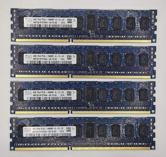 LOT OF 4 Hynix 4GB PC3-10600 DDR3-1333MHz ECC REG Server RAM HMT351R7CFR4A-H90