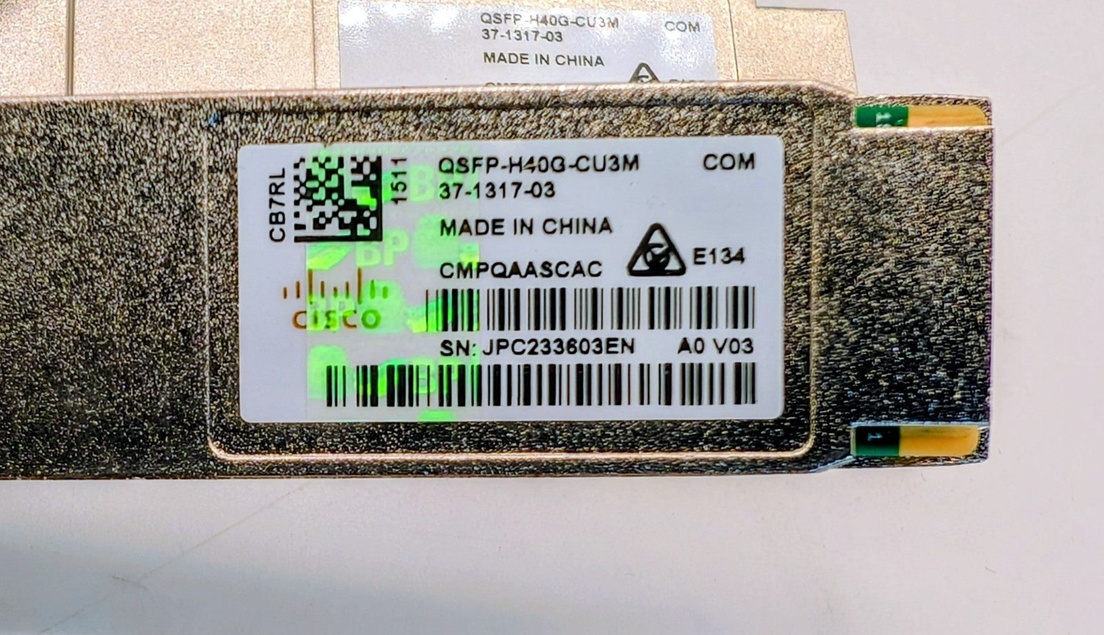 Lot of 2 Cisco QSFP-H40G-CU3M QSFP+ to QSFP+ 3m Twinax Cables1