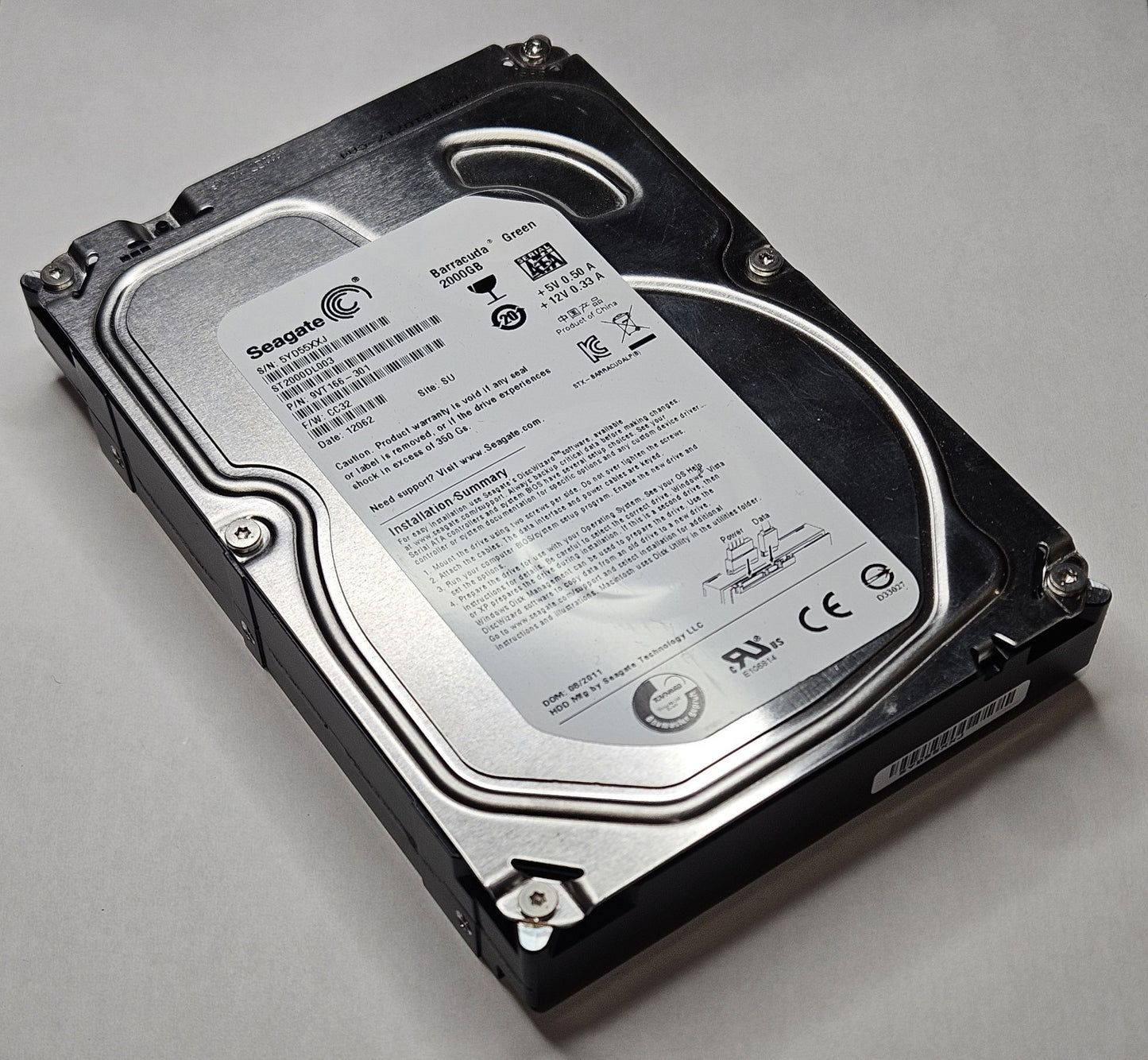 Seagate Barracuda Green 2TB 5900RPM SATA 6Gbps 64MB 3.5" Hard Drive ST2000DL0030