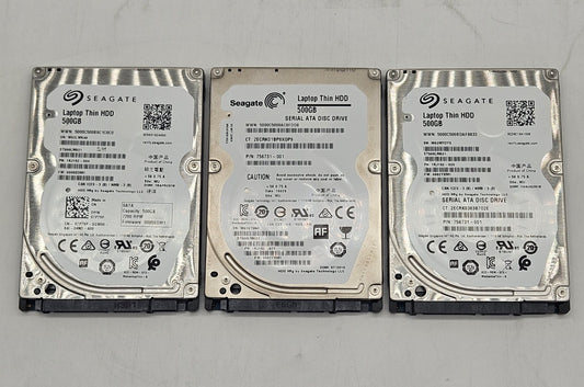 LOT OF 3 Seagate Thin 500GB 7200RPM SATA 6Gbps 32MB 2.5" Hard Drive ST500LM0210