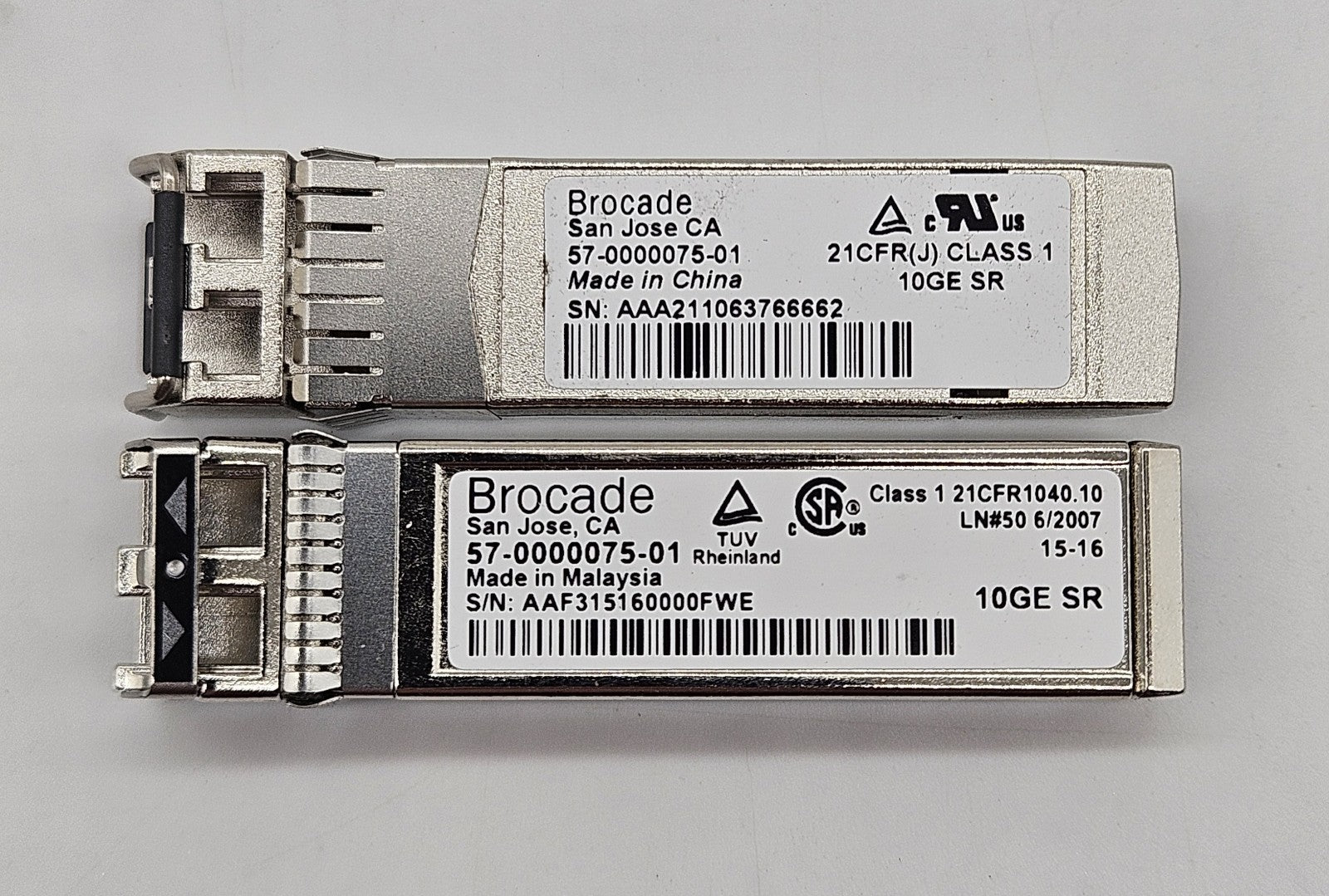 LOT OF 14 Brocade 10GBase-SR MMF 300m 850nm Duplex LC SFP 57-0000075-011