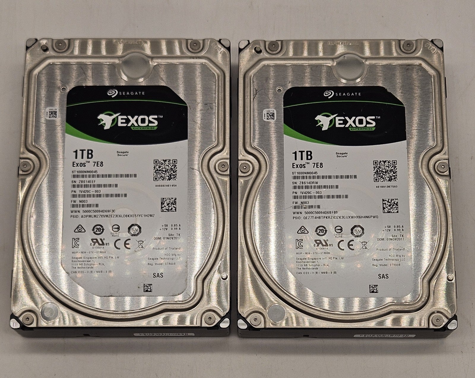 LOT OF 2 Seagate Exos 1TB 7200RPM SAS 12Gbps 128MB 3.5" Hard Drive ST1000NM00450