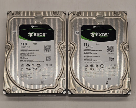 LOT OF 2 Seagate Exos 1TB 7200RPM SAS 12Gbps 128MB 3.5" Hard Drive ST1000NM00450