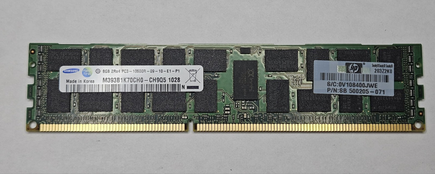 LOT OF 2 Samsung 8GB PC3-10600 DDR3-1333MHz ECC REG Server RAM M393B1K70CH0-CH91