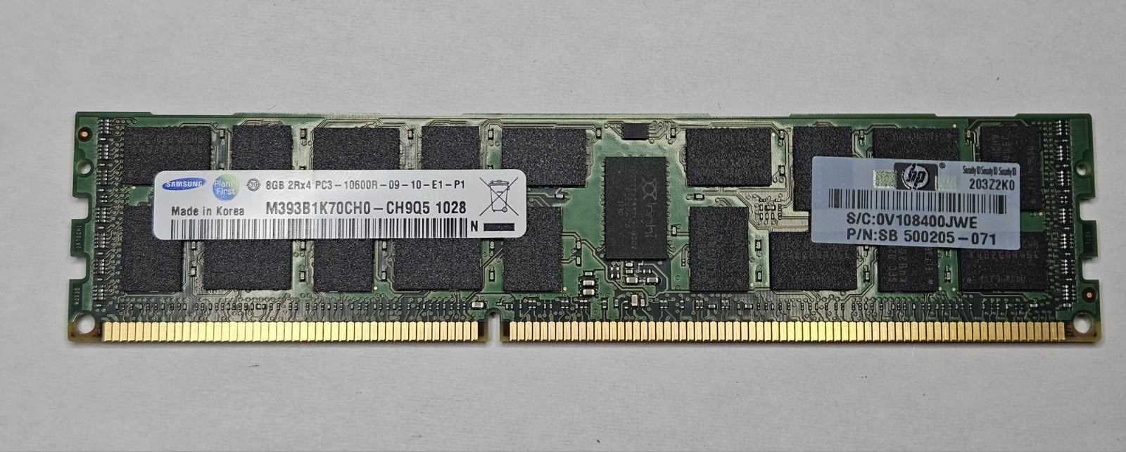 LOT OF 2 Samsung 8GB PC3-10600 DDR3-1333MHz ECC REG Server RAM M393B1K70CH0-CH91