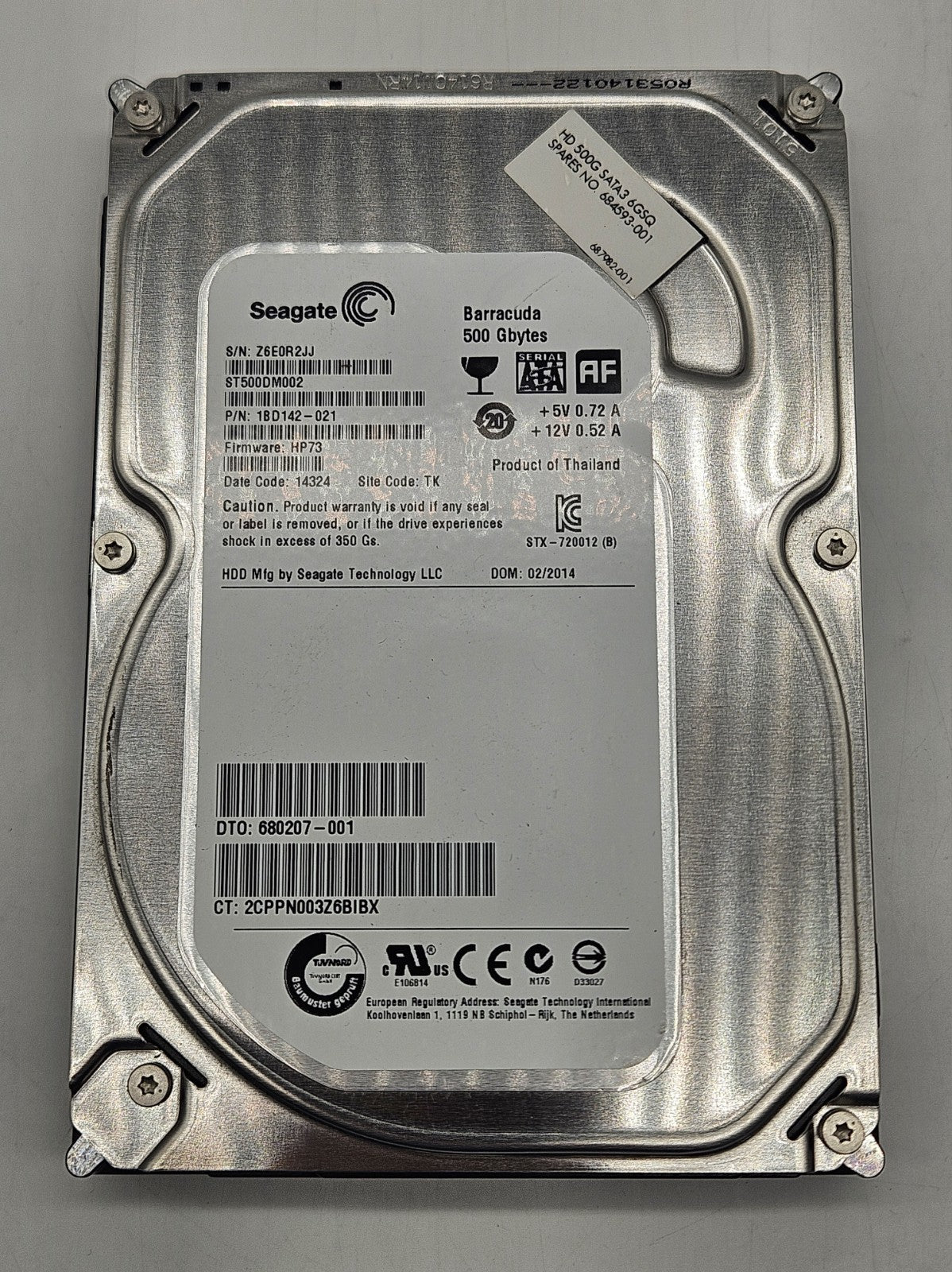 LOT OF 2 Seagate Barracuda 500GB 7200RPM SATA 6Gbps 16MB 3.5" Hard ST500DM0021