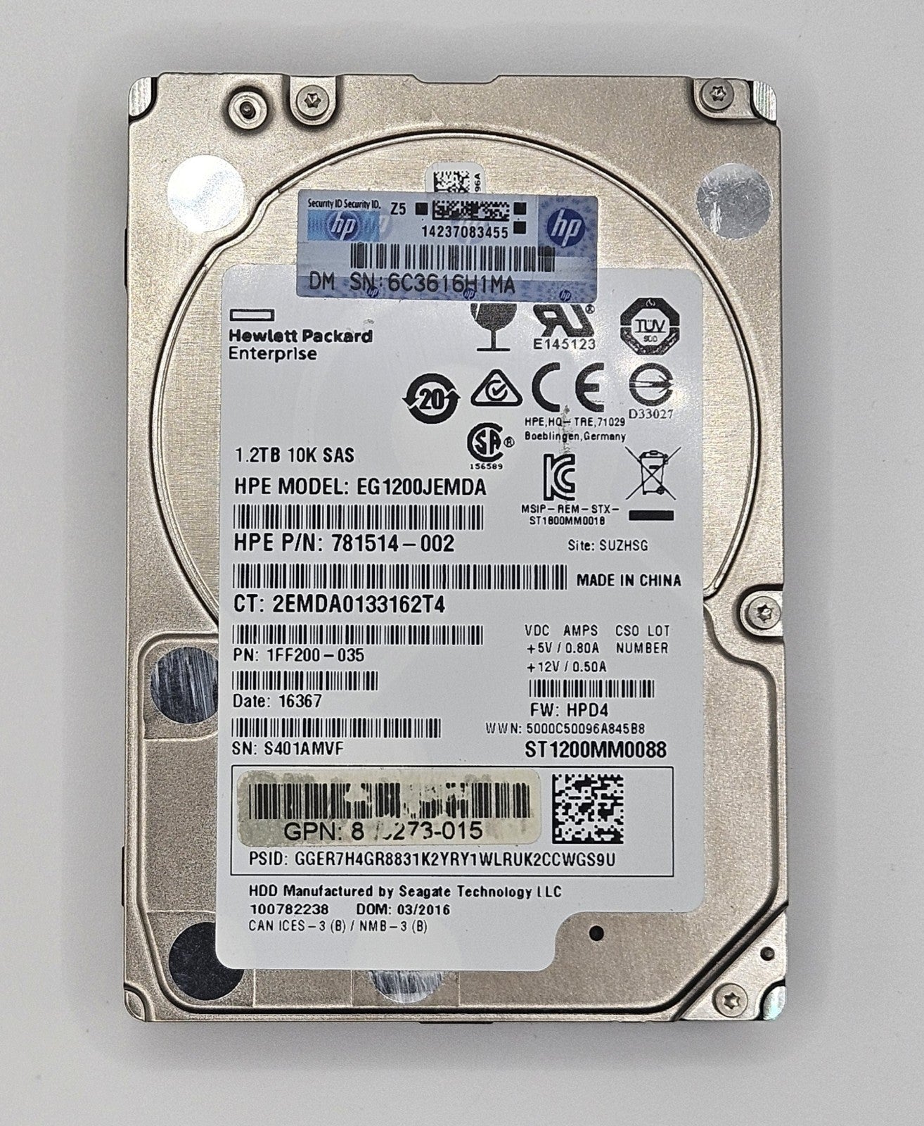 LOT OF 2 Seagate 1.2TB 10000RPM SAS 12Gbps 128MB 2.5" Hard Drive ST1200MM00881