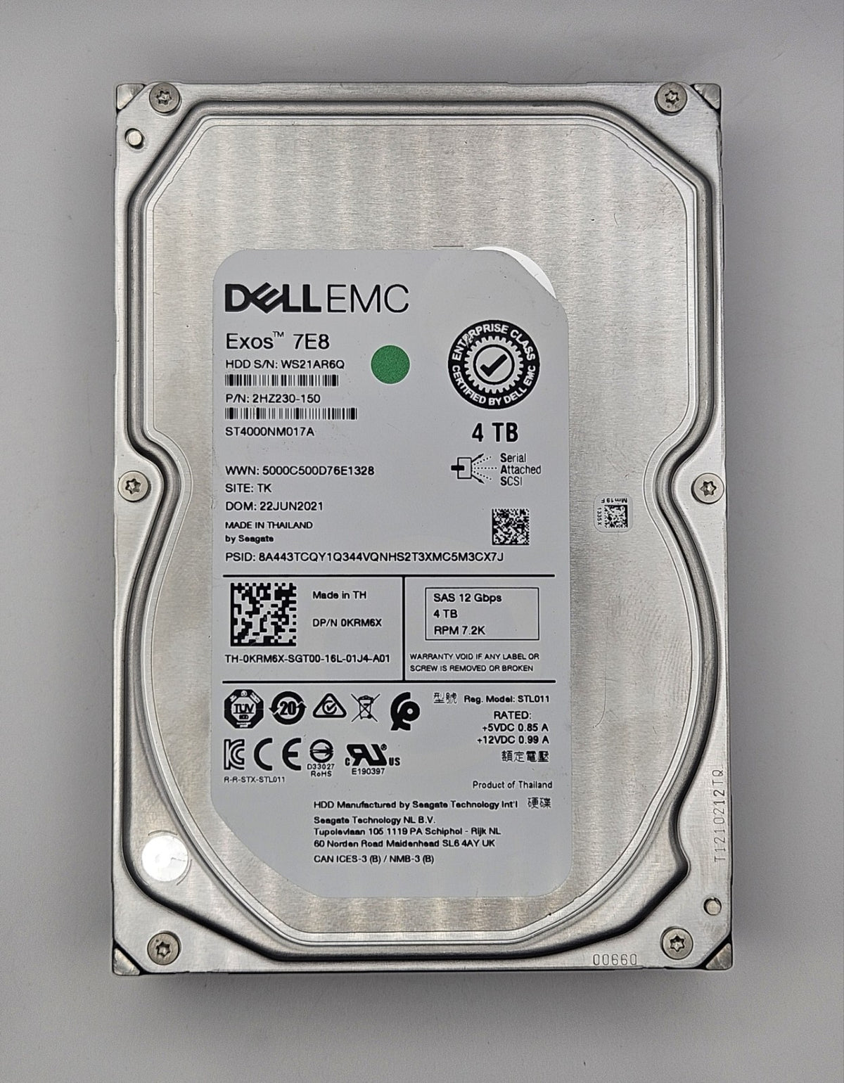Dell Seagate Exos 4TB 7200RPM SAS 12Gbps 256MB Cache 3.5" ST4000NM017A1