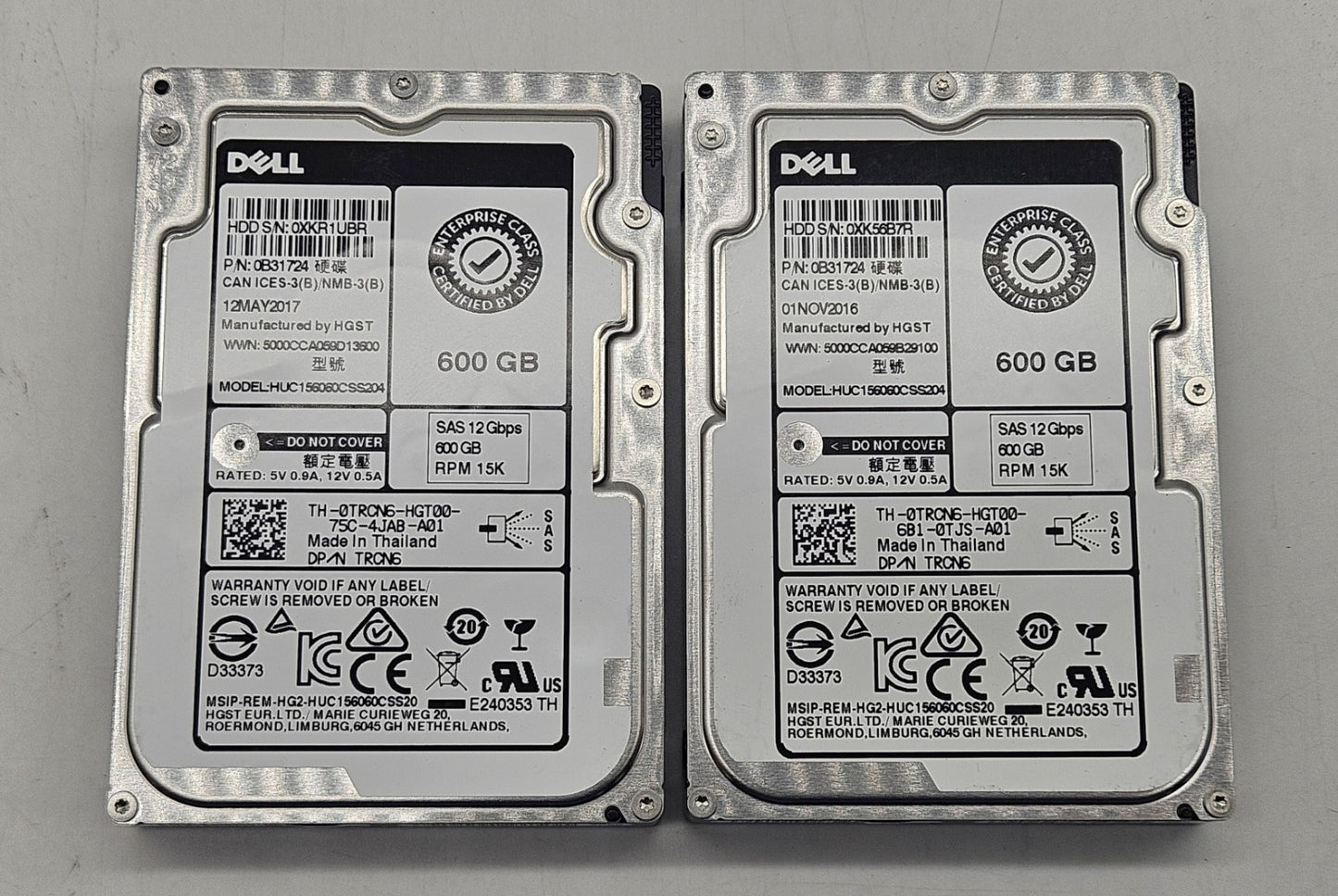 LOT OF 2 Hitachi 600GB 15k RPM SAS 12Gbps 128MB 2.5" Hard Drive HUC156060CSS2040