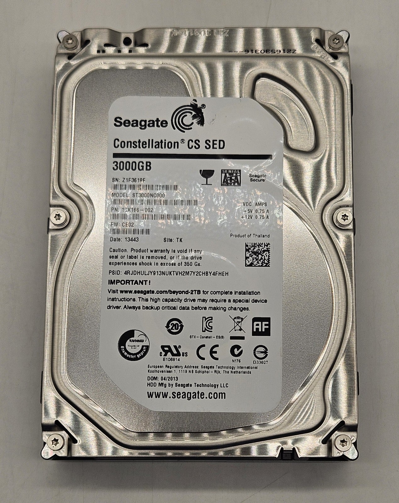 Seagate Constellation CS 3TB 7200RPM SATA 6Gbps 64MB 3.5" Hard Drive ST3000NC0001