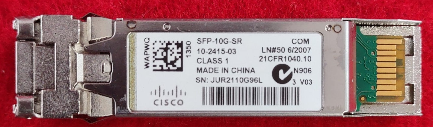 LOT OF 10 Cisco 10GBase-SR LC Duplex MMF 300m 850nm SFP+ Transceivers SFP-10G-SR1