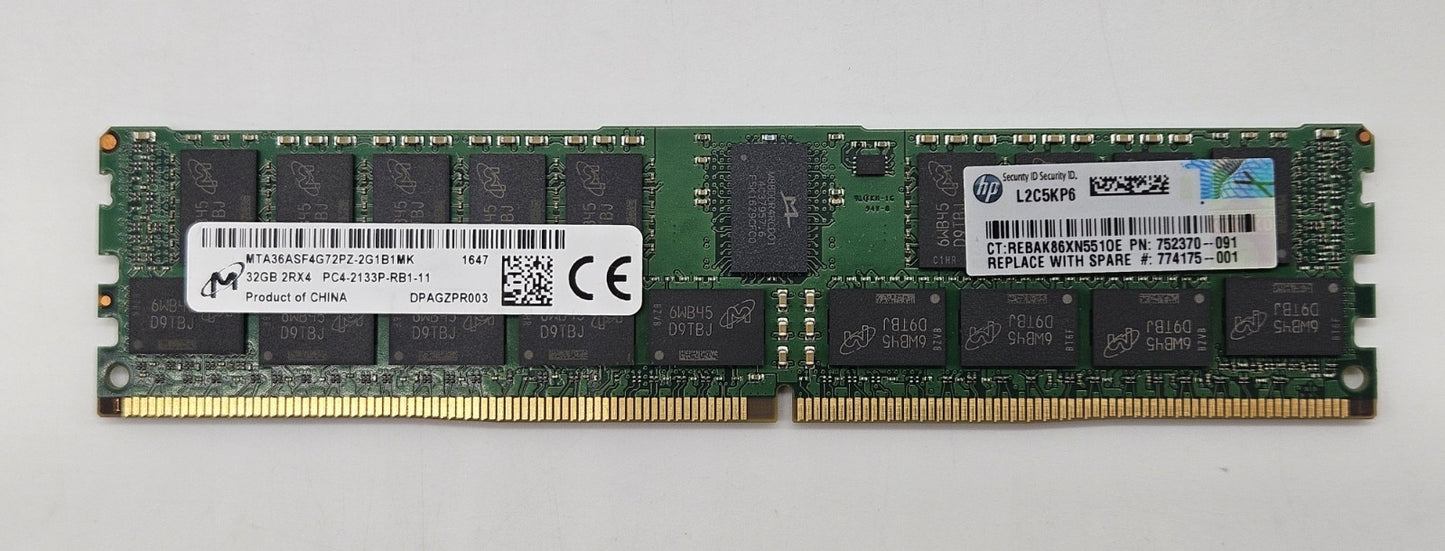 Micron 32GB PC4-17000 DDR4-2133MHz ECC REG Server Memory MTA36ASF4G72PZ-2G1B10