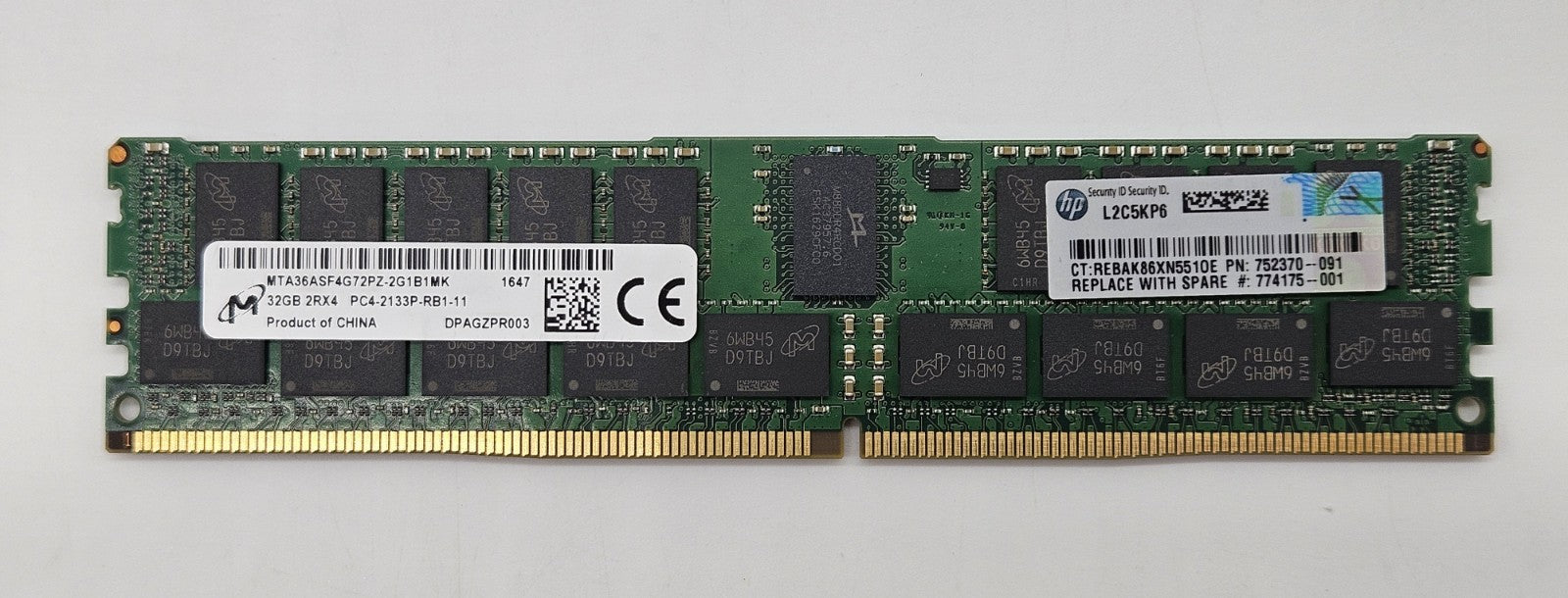 Micron 32GB PC4-17000 DDR4-2133MHz ECC REG Server Memory MTA36ASF4G72PZ-2G1B10