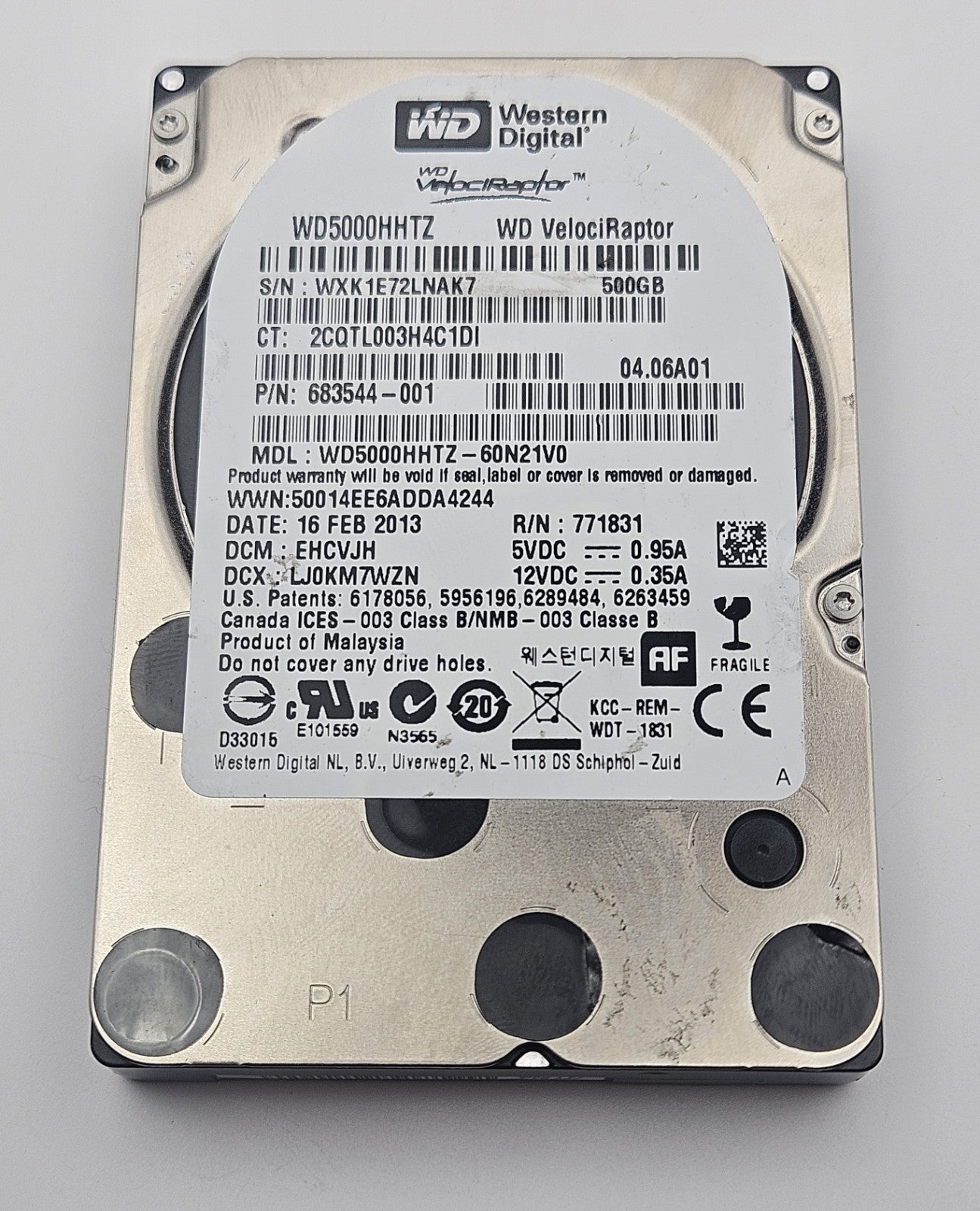 Western Digital VelociRaptor 500GB 10kRPM SATA 6Gbps 2.5" Hard Drive WD5000HHTZ1