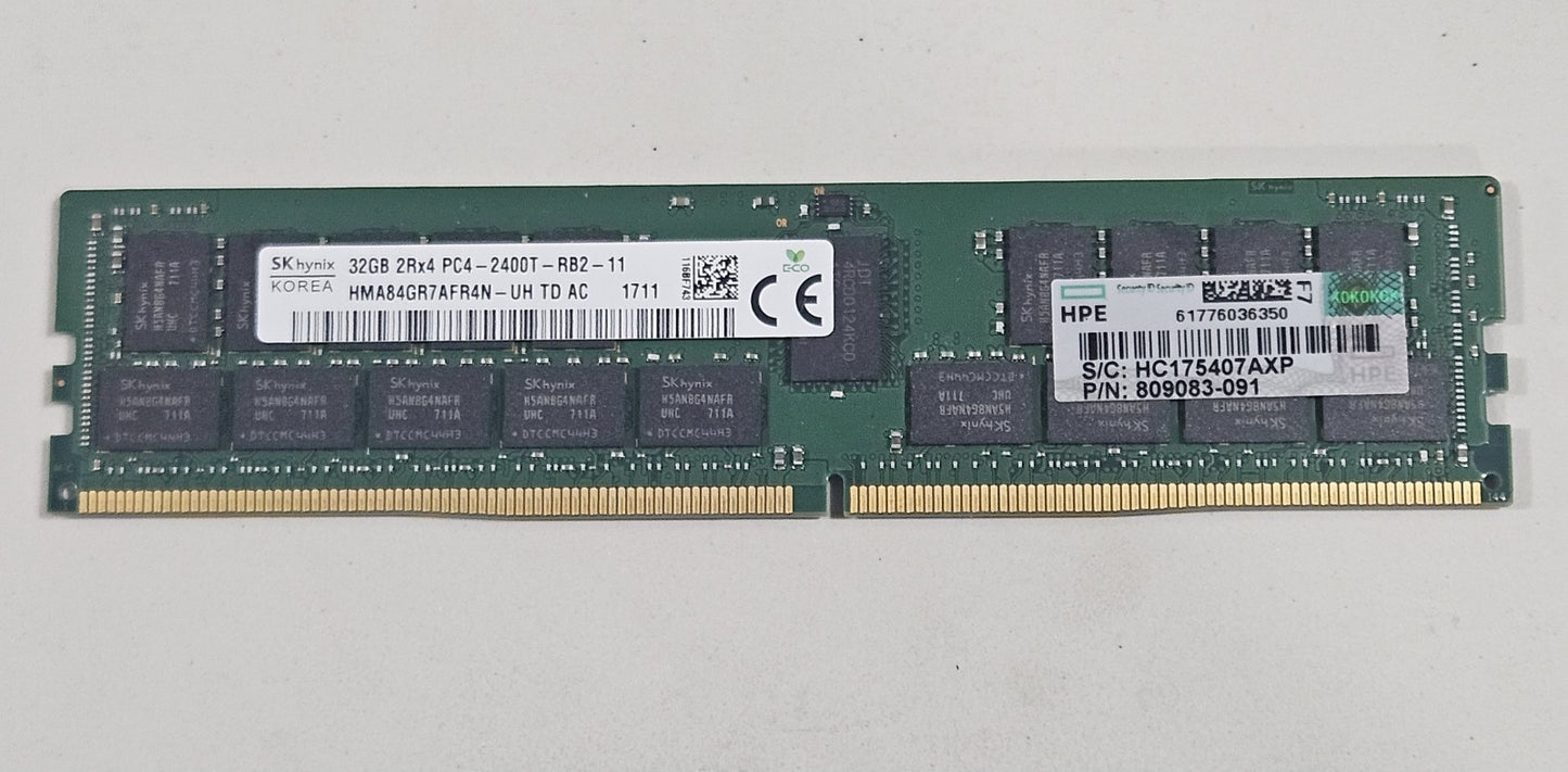 HP 32GB 2Rx4 PC4-19200 DDR4-2400T ECC REG 288-Pin Server Memory RAM 809083-0910