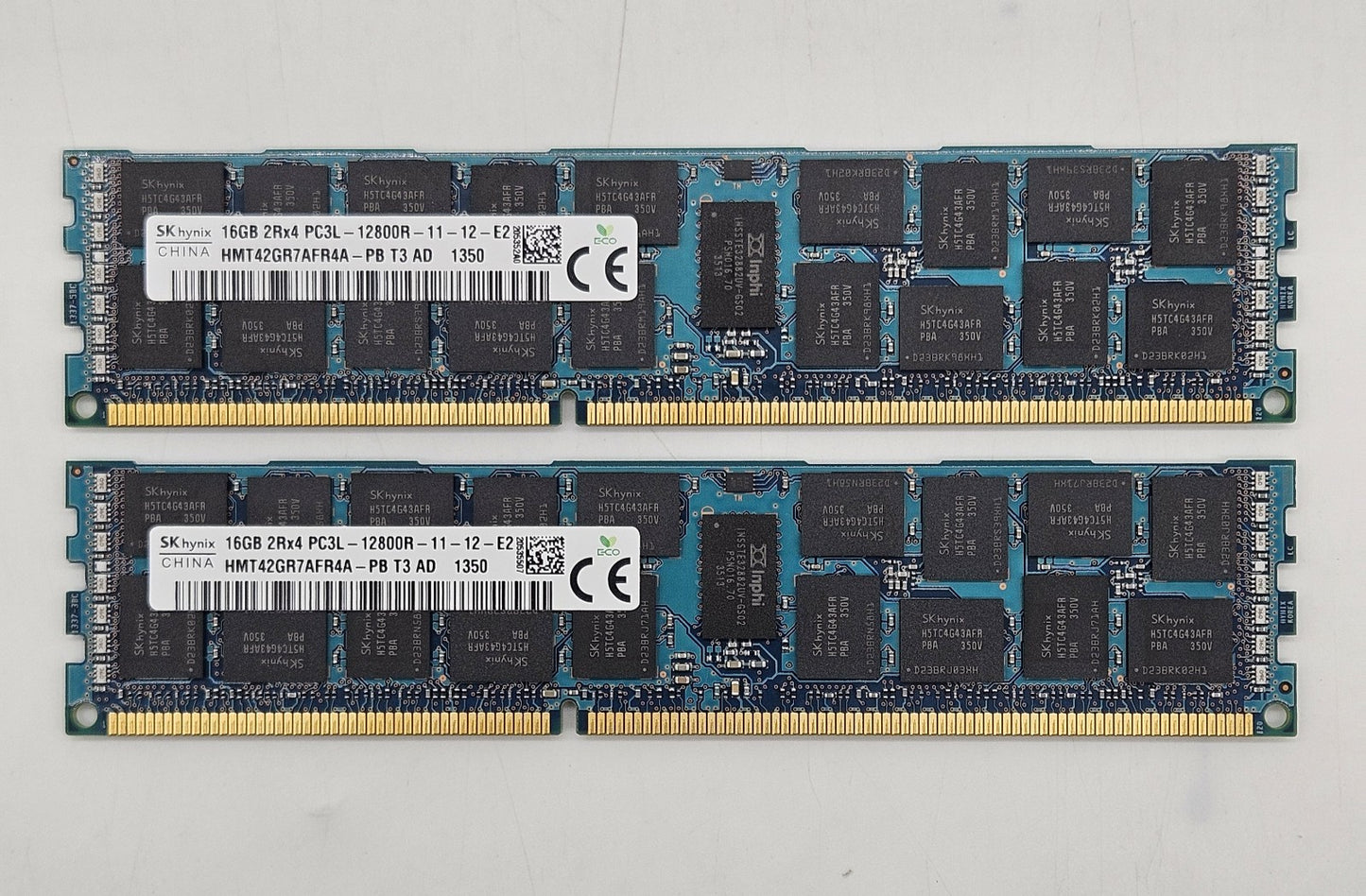 LOT OF 2 Hynix 16GB PC3L-12800R DDR3-1600 ECC REG Server Memory HMT42GR7AFR4A-PB0