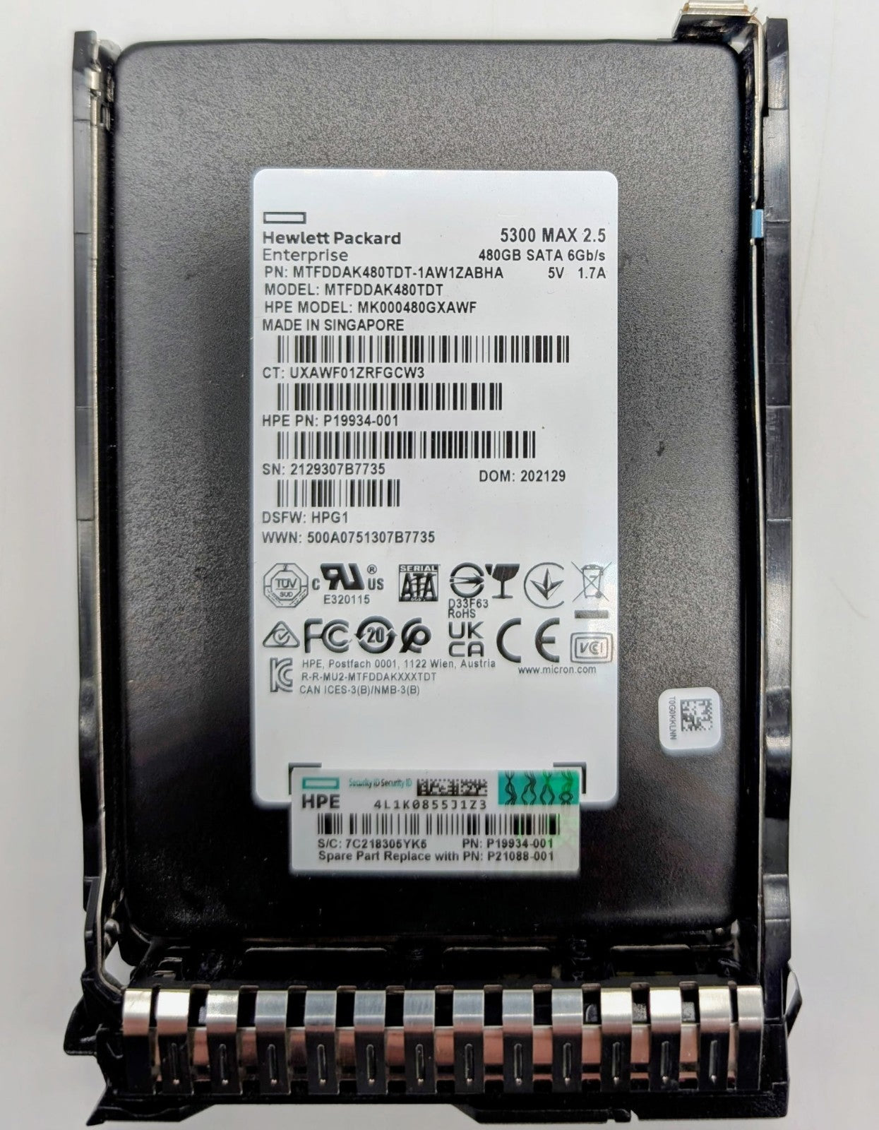 HP 480GB TLC SATA 6Gbps Read Intensive 2.5" SSD P21088-0010