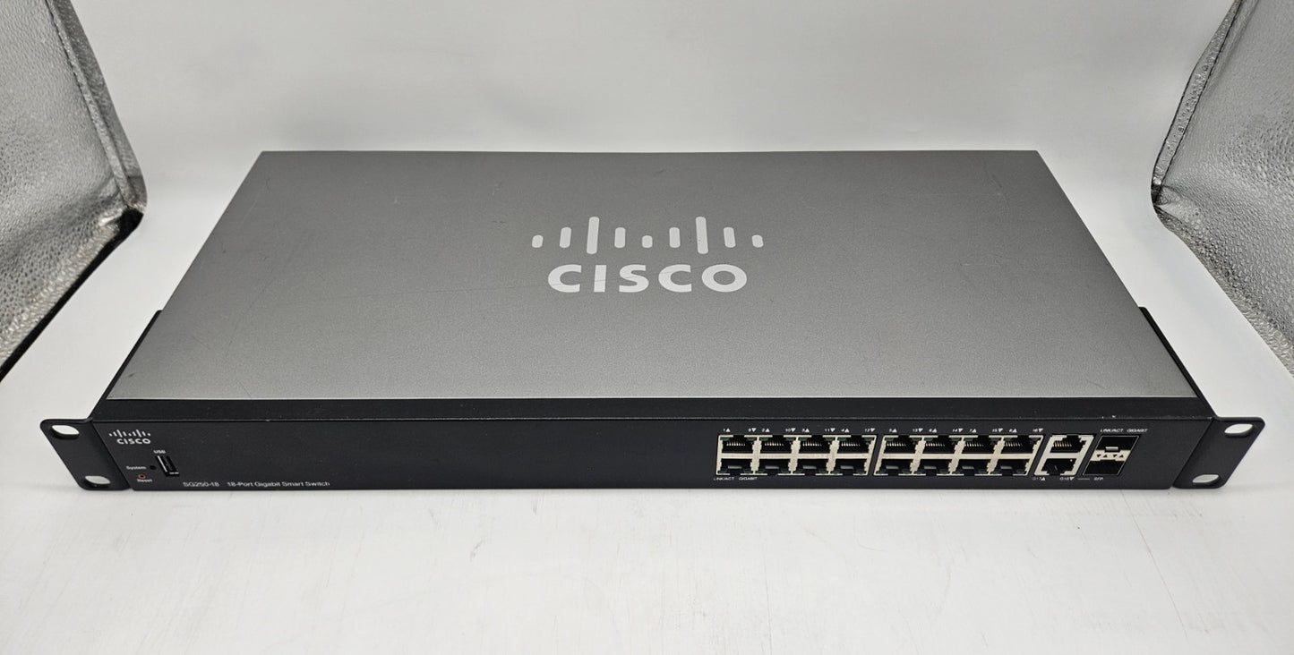 Cisco 16-Port Gigabit Ethernet & 2-Port DP (RJ45/SFP) Smart Switch SG250-180