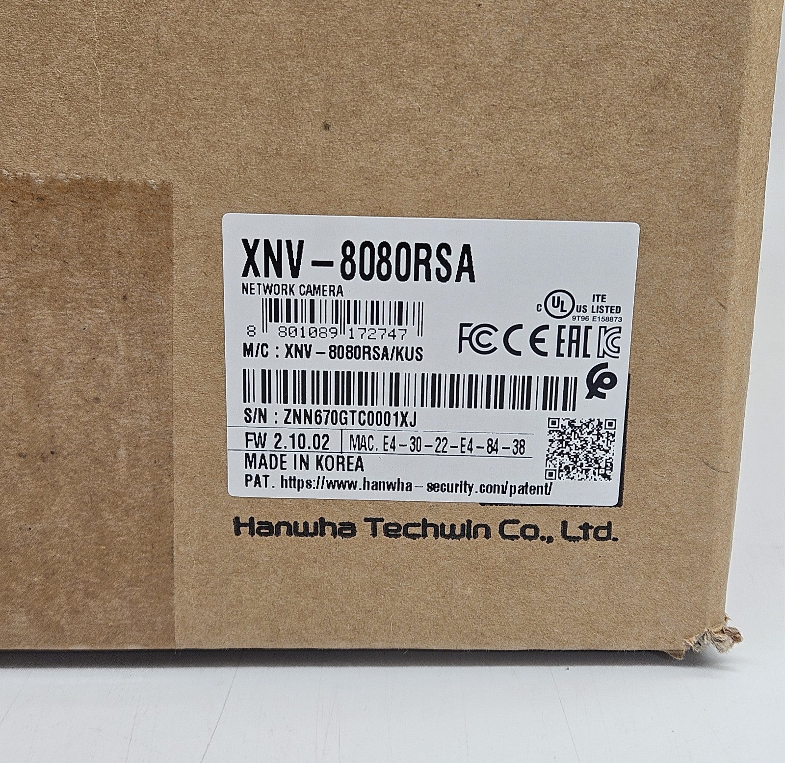 Hanwha WiseNet 5MP Stainless Steel IR Vandal Dome Security Camera XNV-8080RSA1