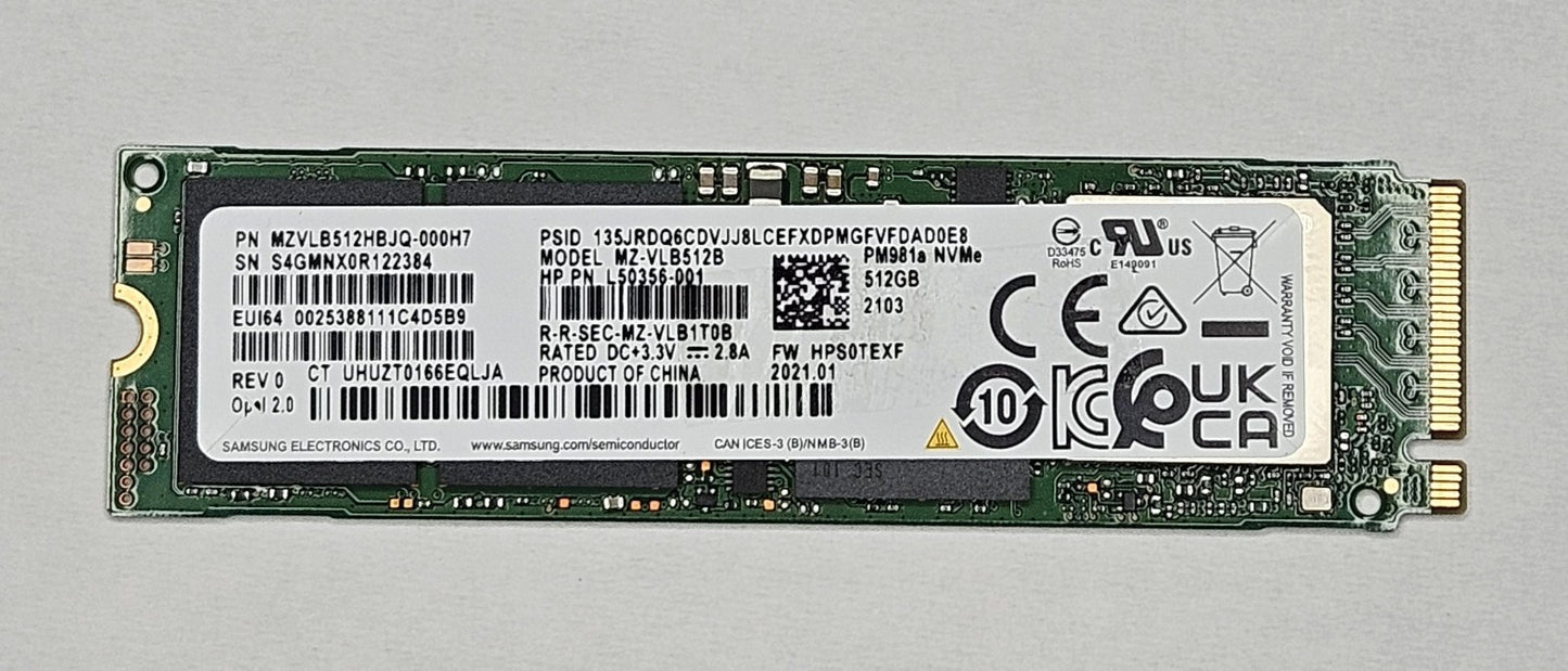 Samsung MZ-VLB512B PM981a 512GB TLC PCI Express 3.0 x4 NVMe MZVLB512HBJQ0