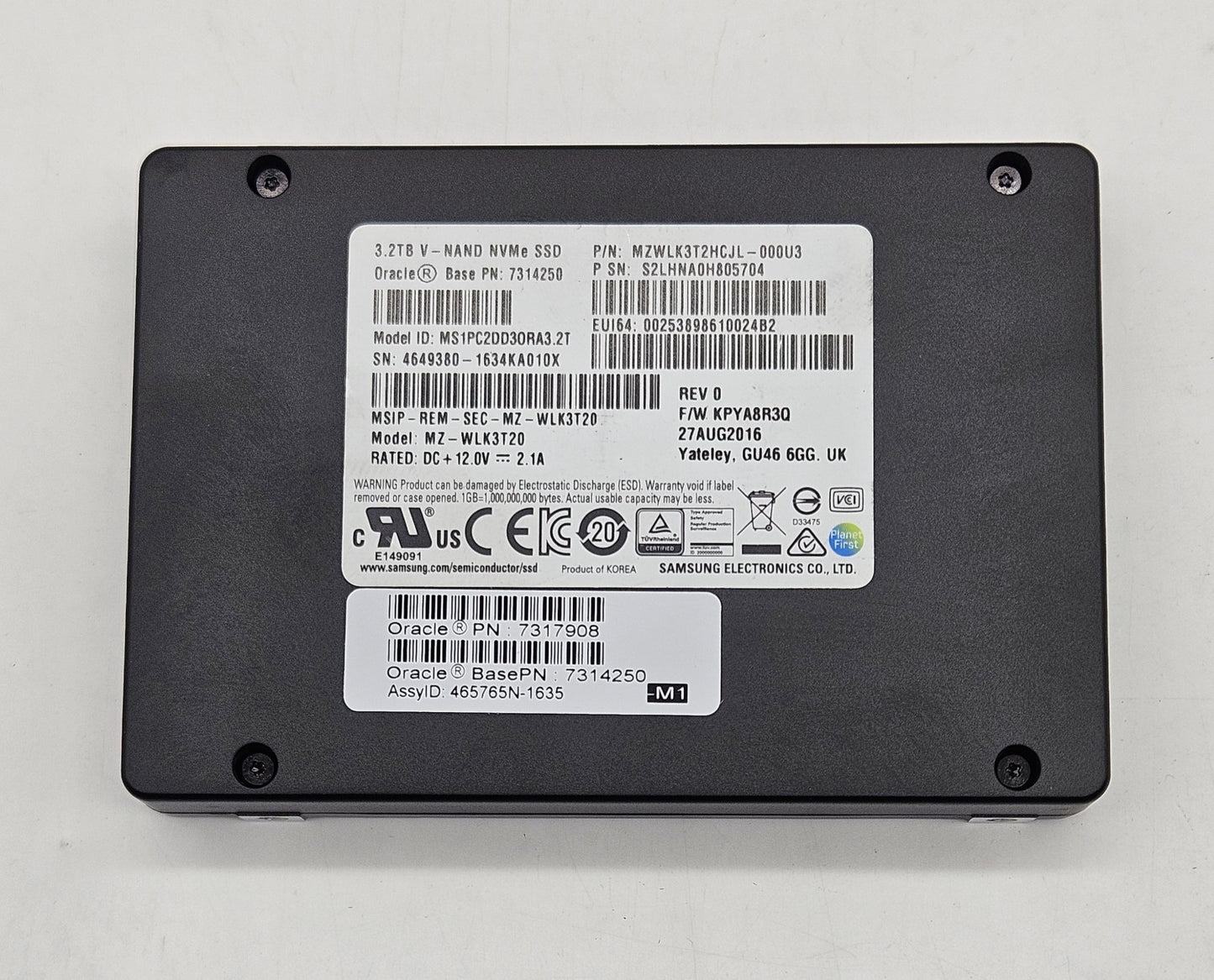 Samsung MZ-WLK3T20 PM1725  3.2TB TLC PCI-E 3.0 x4 NVMe U.2 2.5" SSD1